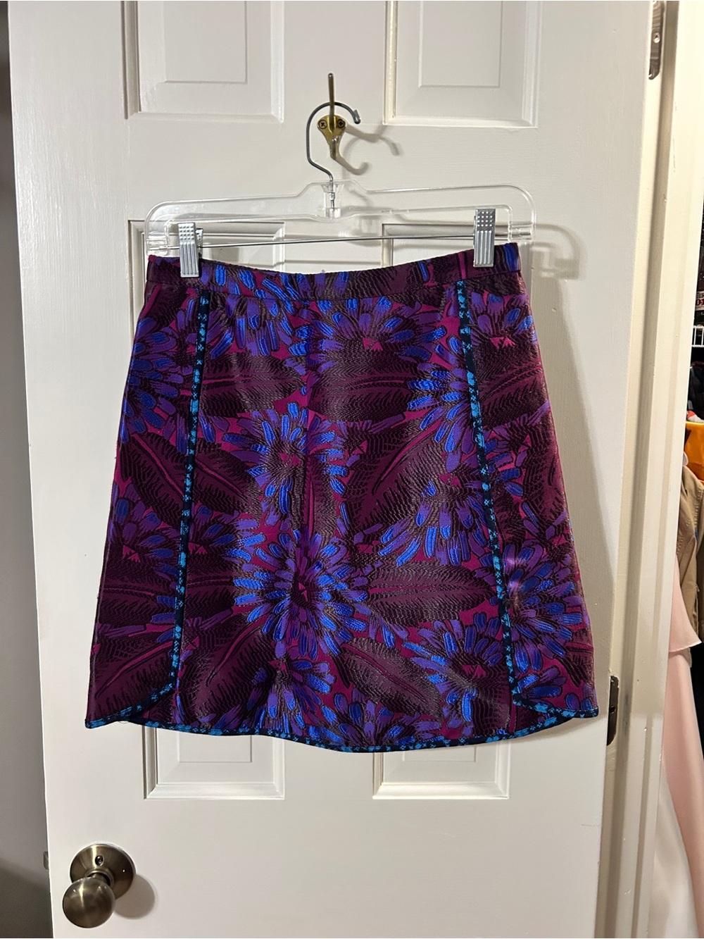 J. Crew Purple and Blue Floral A-Line Skirt